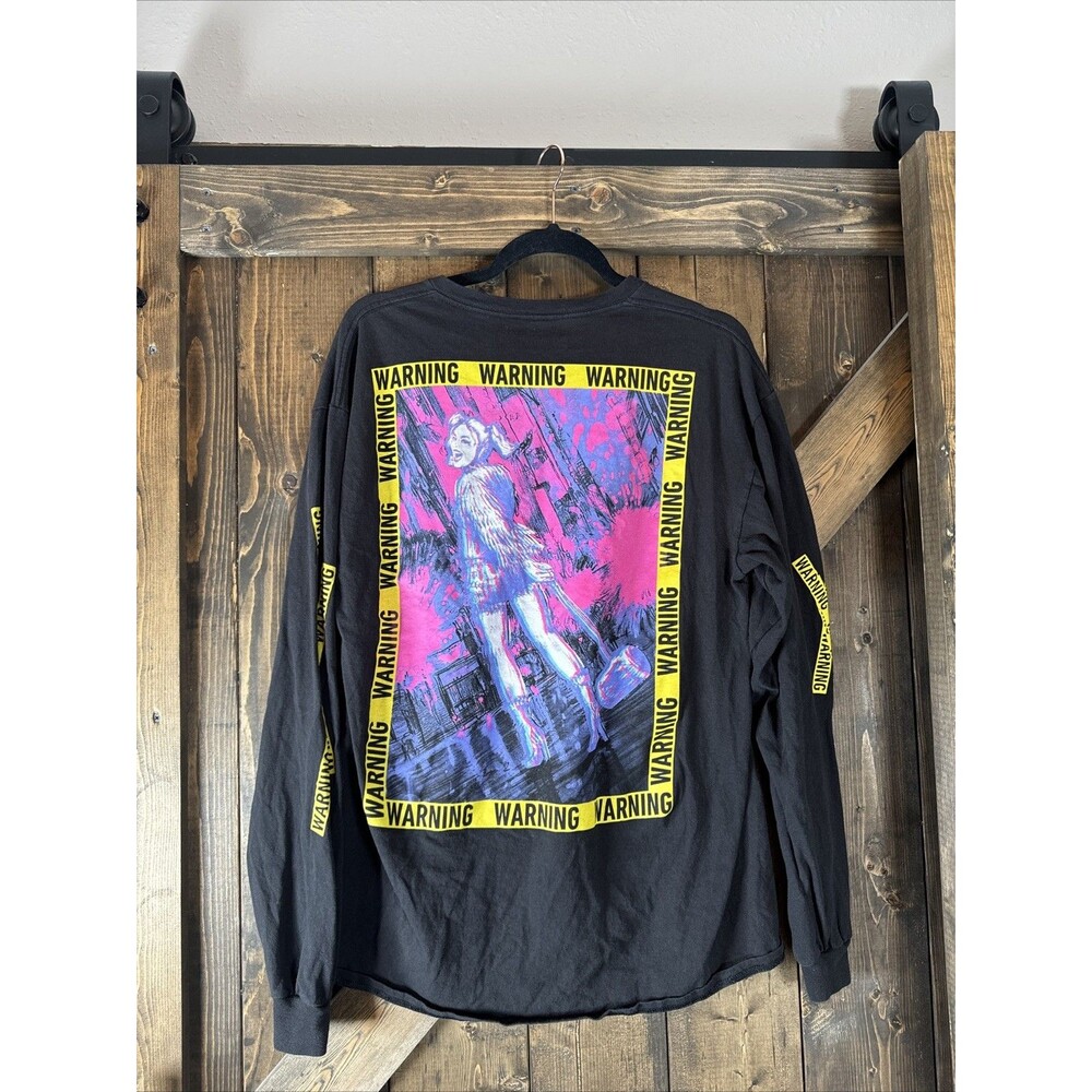 Harley Quinn Warning Unisex Birds of Prey Black‎ Long Sleeve Shirt Size Large